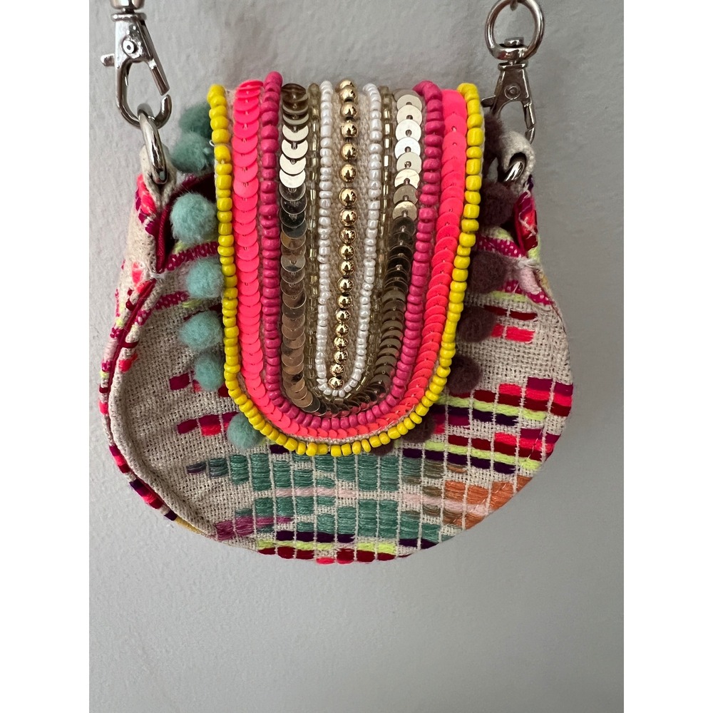 America & Beyond Mini Crossbody Bag Womens OS Multi NWOT Boho Beaded Sequin